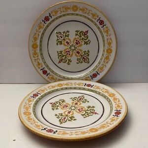 Williams Sonoma Asolo Luncheon Plates Floral Medallion Made in Italy set…